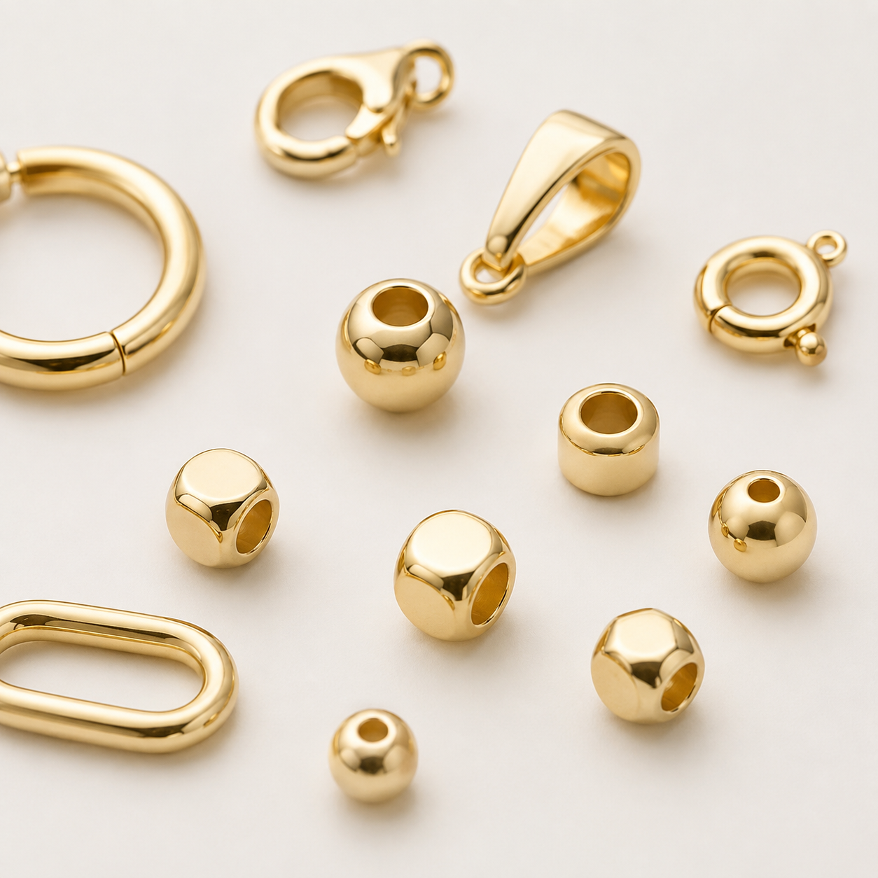Gold, silver and rose gold electroplating finishes for custom jewelry