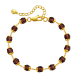 Gold Tone Burgundy Bead Bracelet — main view thumbnail