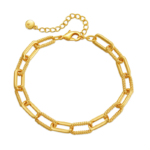 Gold Tone Textured Paperclip Chain Bracelet — main view thumbnail