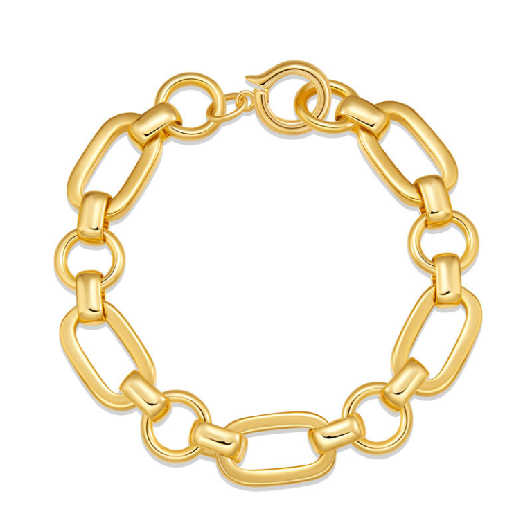 Gold Tone Mixed Oval Link Toggle Bracelet — product view