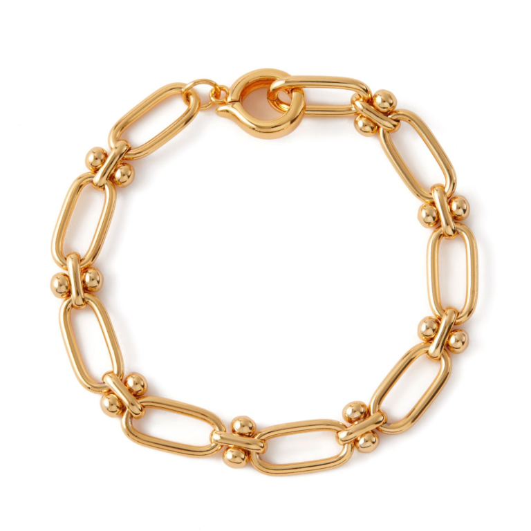 Gold Tone Oval Link Knot Detail Bracelet — product view