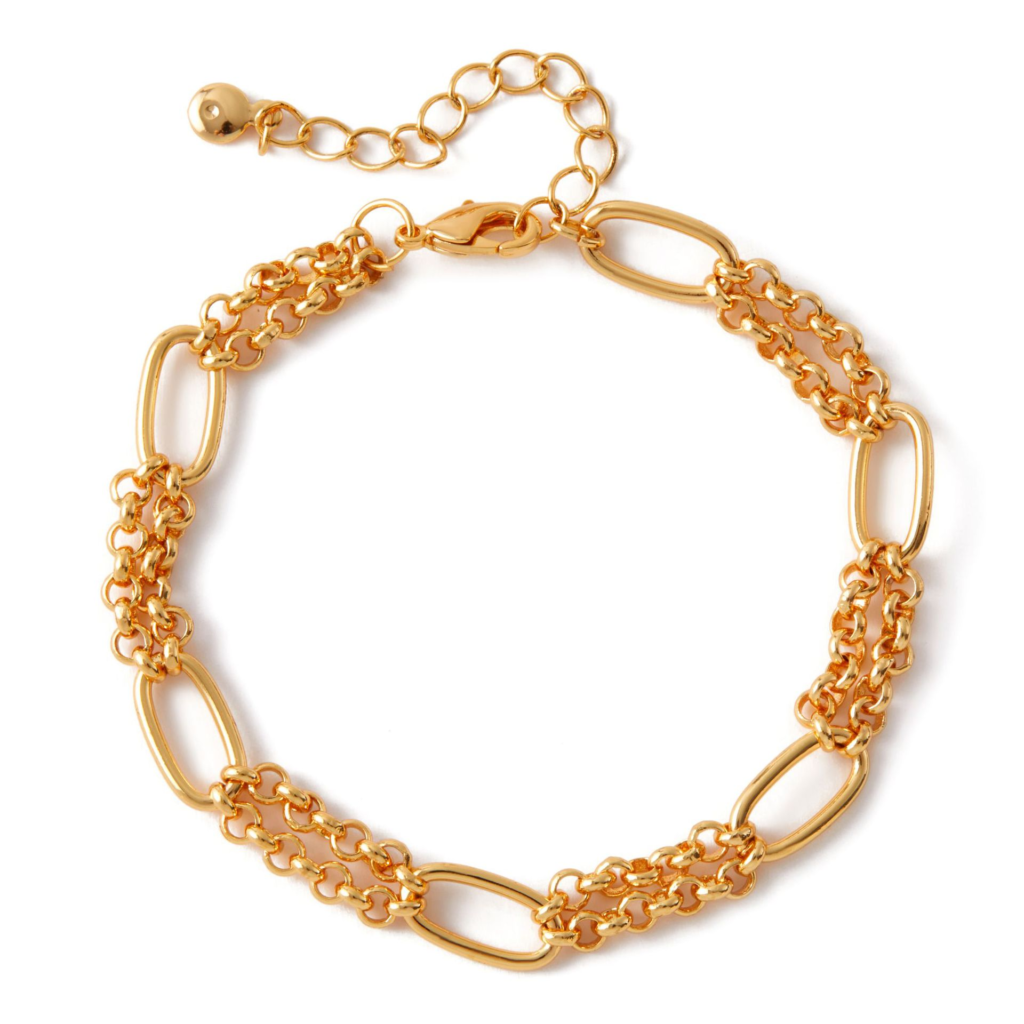 Gold Tone Textured Oval Link Bracelet — product view