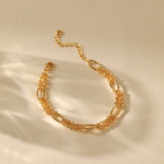 Gold Tone Textured Oval Link Bracelet — second view thumbnail