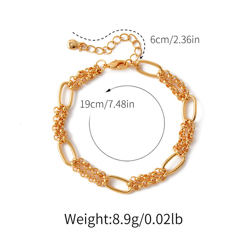 Gold Tone Textured Oval Link Bracelet — size reference