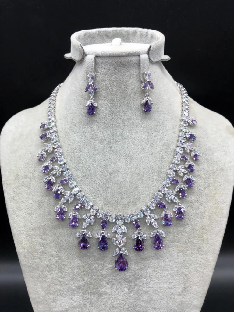 Purple Teardrop Loop Necklace Set — product view
