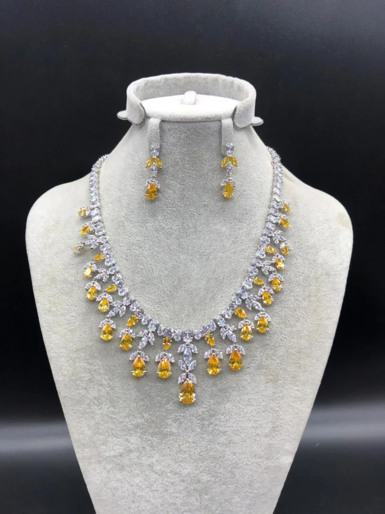 Yellow Graduated Drop Necklace Set — product view
