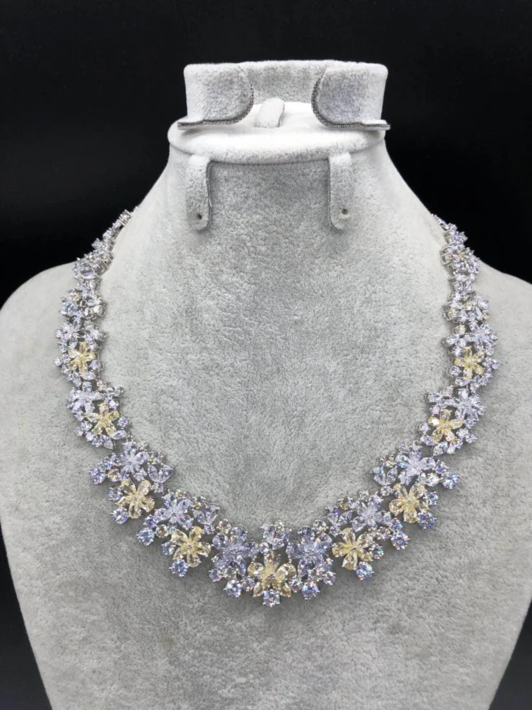 Yellow Center Flower Collar Necklace — product view