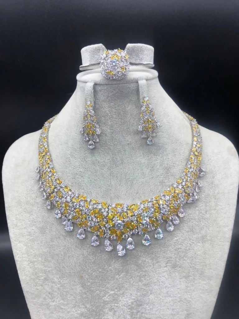Yellow Leaf Fringe Jewelry Set — product view