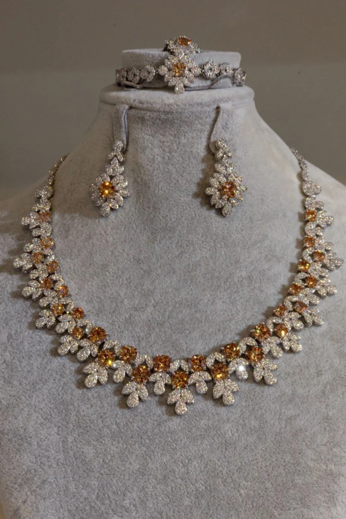 Amber Flower Drop Jewelry Set — product view