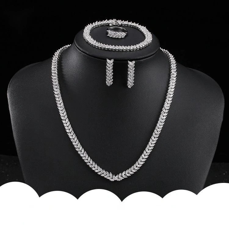Clear Double Line Necklace Jewelry Set — product view