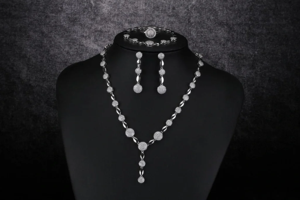 Clear Round Station Drop Jewelry Set — product view