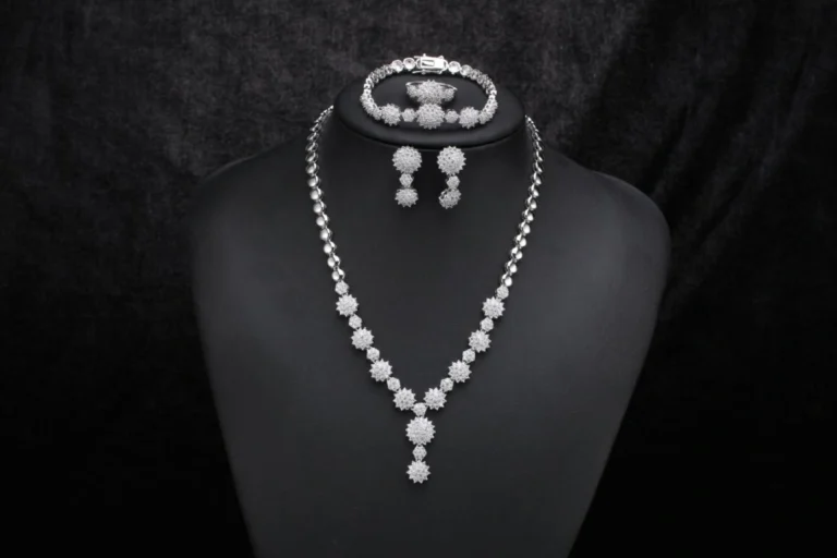 Clear Graduated Round Halo Jewelry Set — product view