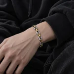 Men’s Two Tone Rectangular Link Bracelet — second view thumbnail