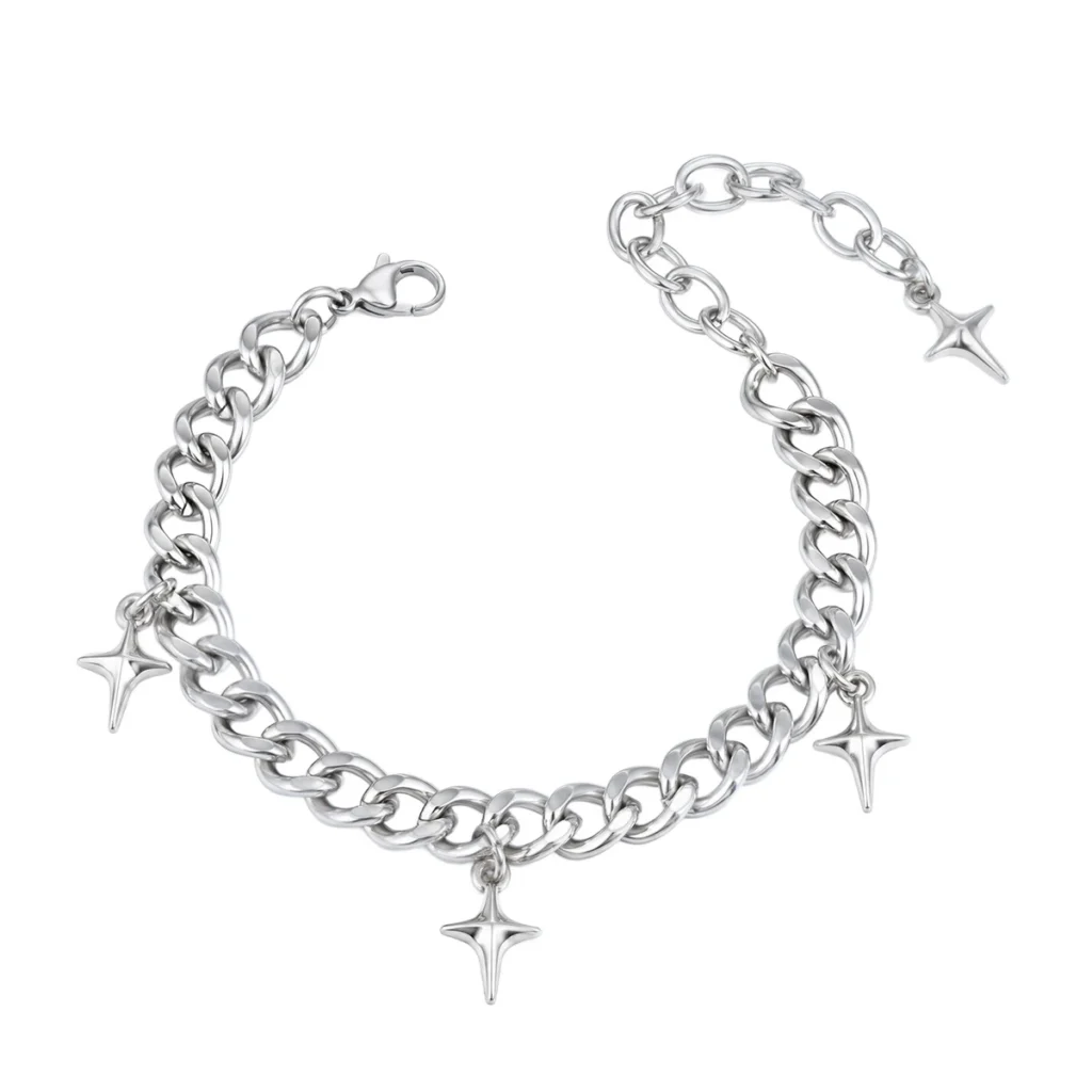 Men’s Curb Chain Star Charm Bracelet — product view