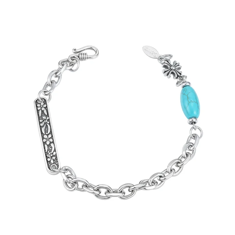 Men’s Turquoise Color Bead Chain Bracelet — product view