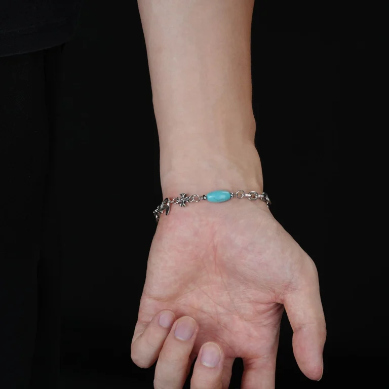 Men’s Turquoise Color Bead Chain Bracelet — second view