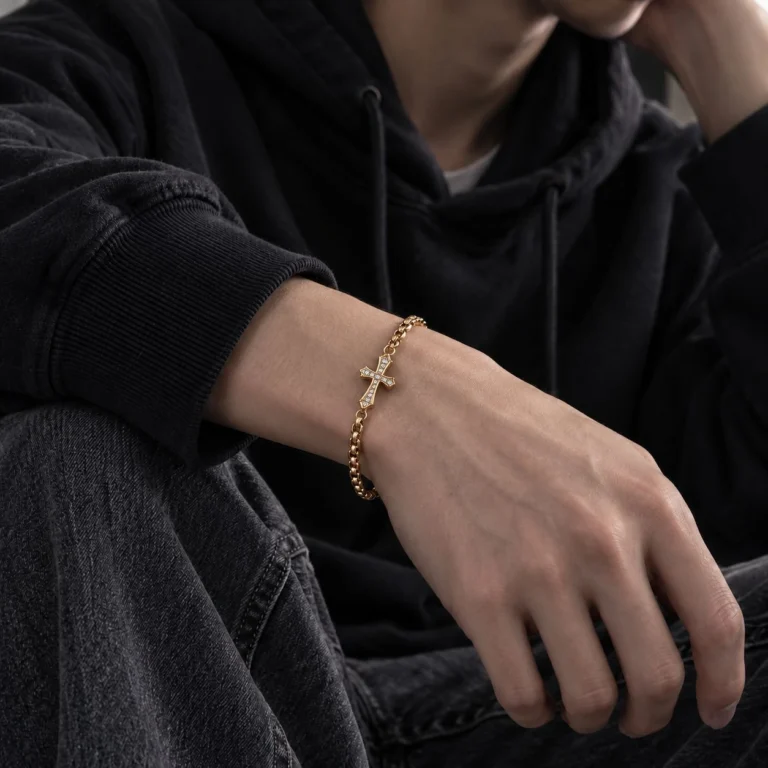Men’s Slim Cross Chain Bracelet — second view