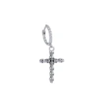 Men’s Ornate Cross Drop Hoop Earring — main view thumbnail