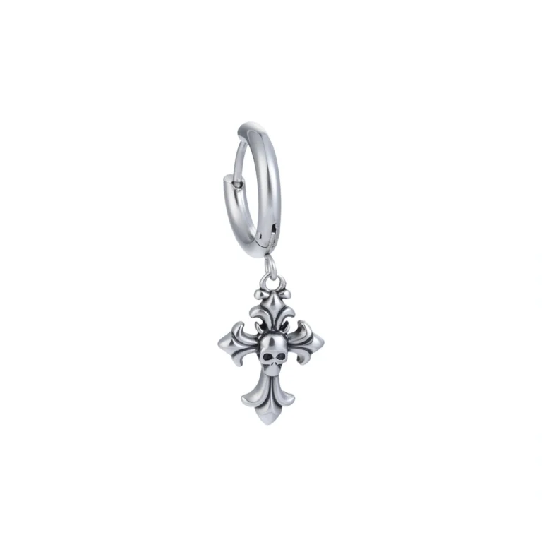 Men’s Fleur De Lis Drop Hoop Earring — product view