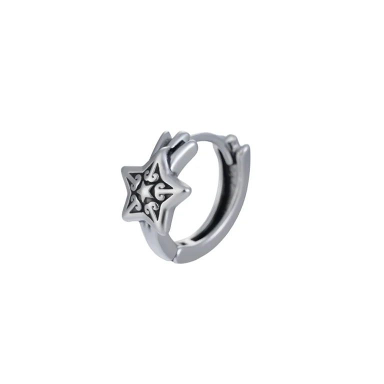 Men’s Cutout Star Hoop Earring — product view