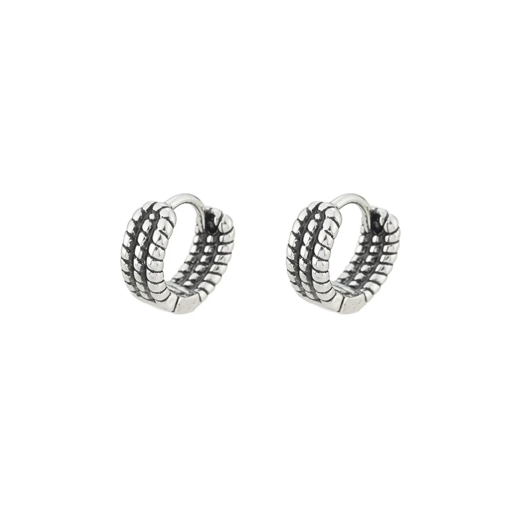 Men’s Textured Multi Row Hoop Earrings — product view