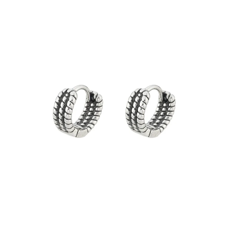 Men’s Textured Multi Row Hoop Earrings — product view