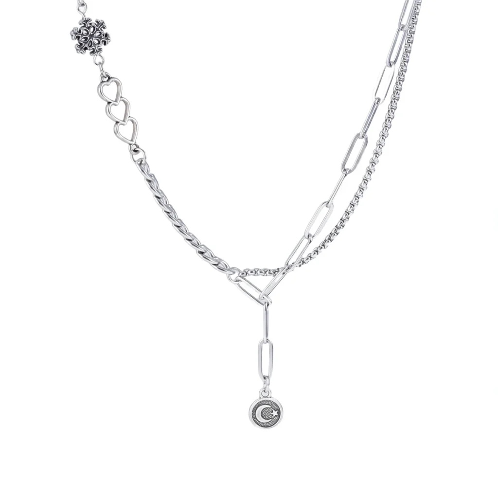 Men’s Layered Medallion Chain Necklace — product view