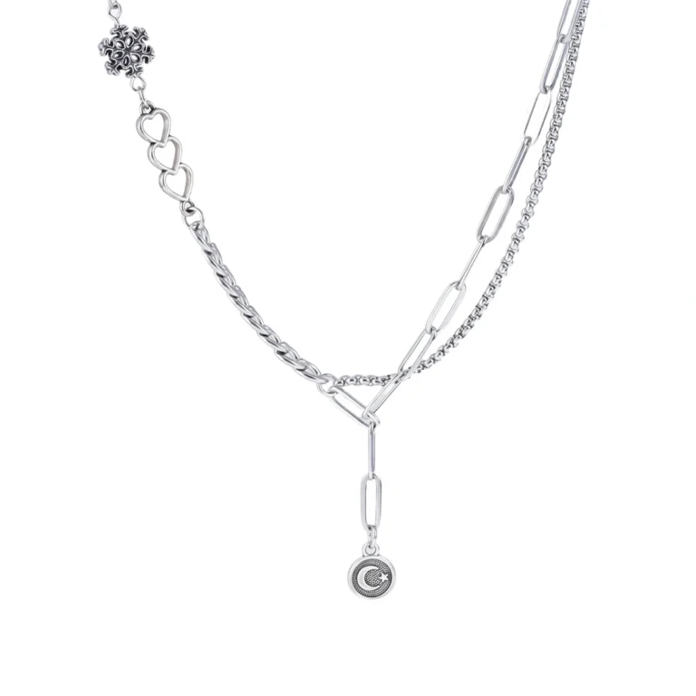Men’s Layered Medallion Chain Necklace — product view