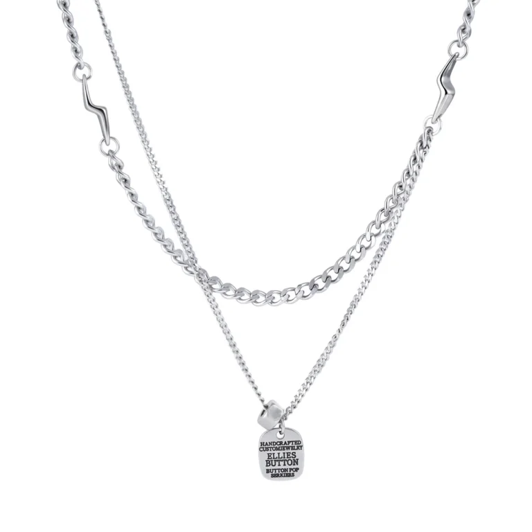 Men’s Layered Tag Pendant Chain Necklace — product view