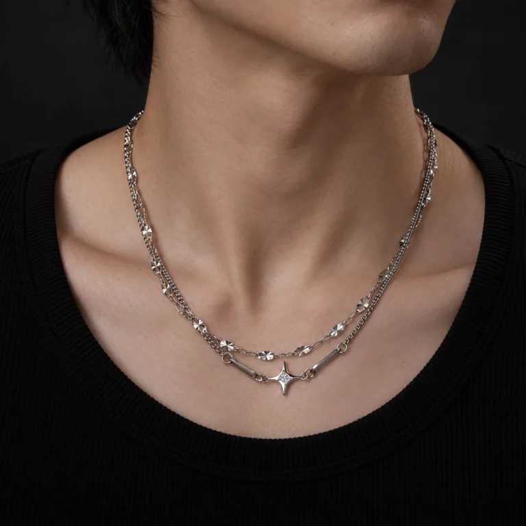 Men’s Layered Cross Charm Necklace — second view