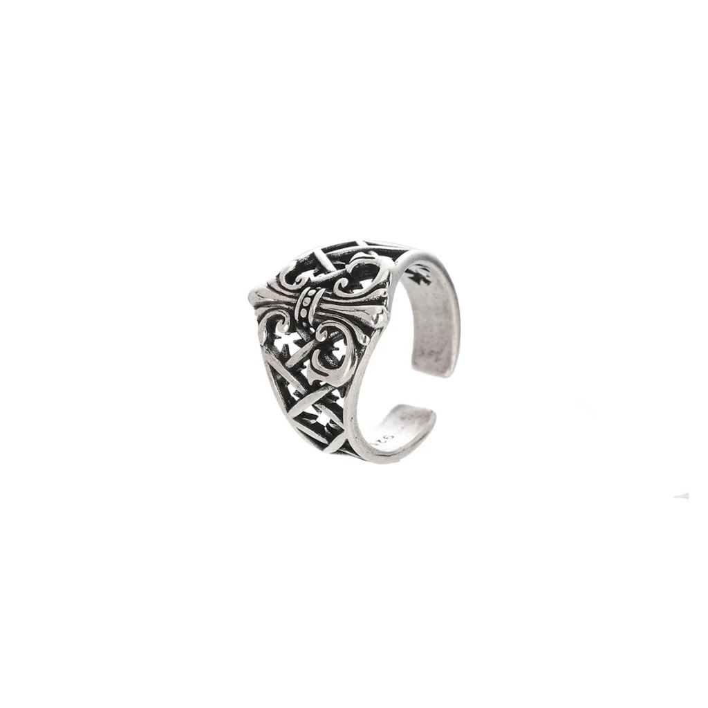 Men’s Ornate Scroll Open Band Ring — product view