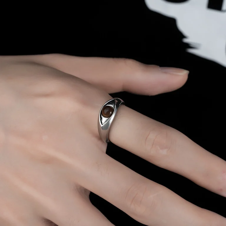 Men’s Brown Oval Accent Open Ring — second view