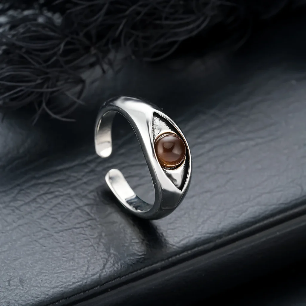 Men’s Brown Oval Accent Open Ring — size reference