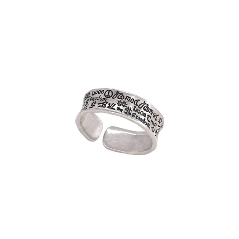 Men’s Engraved Script Open Band Ring