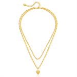 Gold Tone Double Layer Heart Charm Necklace — main view thumbnail