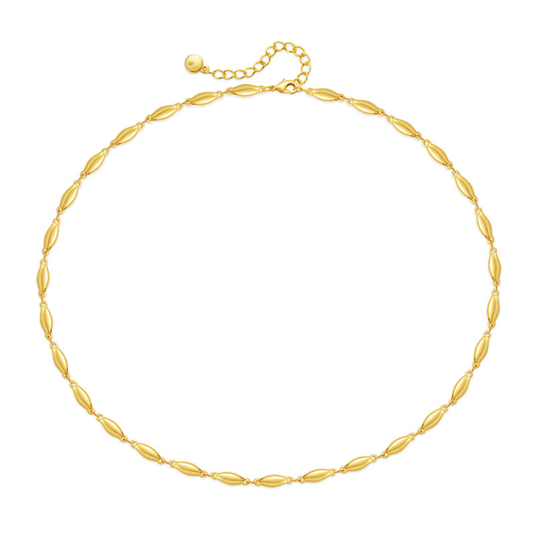 Gold Tone Twisted Leaf Link Necklace — product view