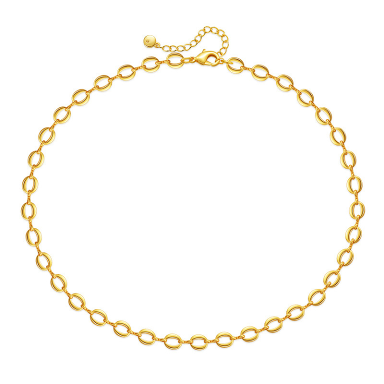 Gold Tone Small Oval Link Necklace