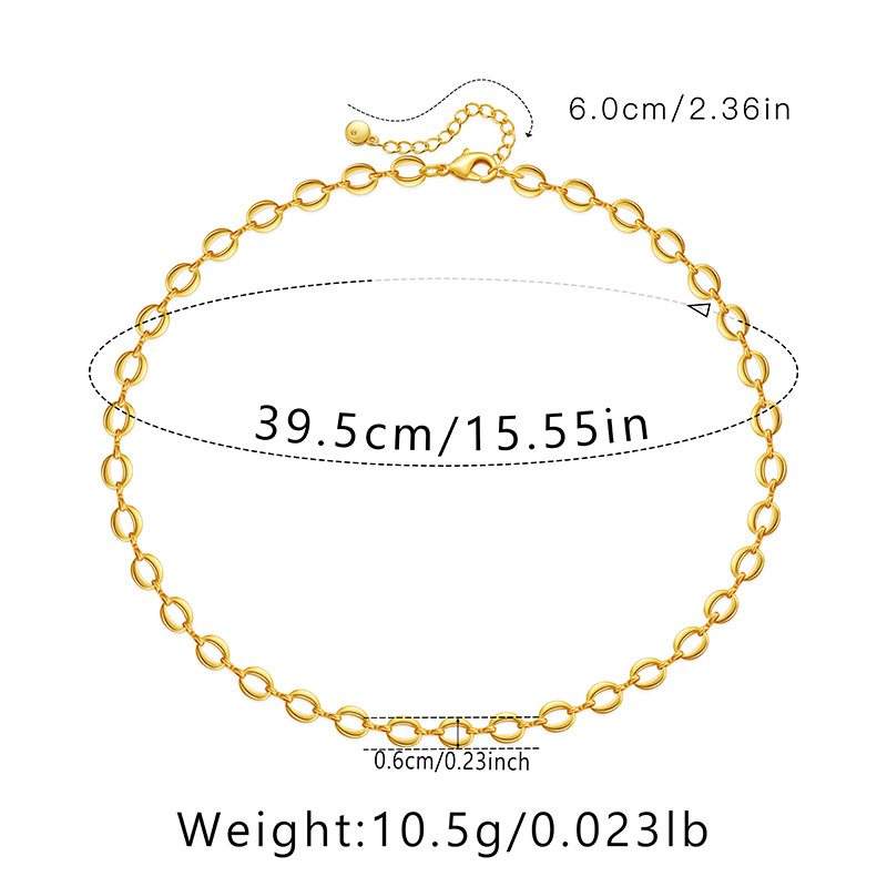 Gold Tone Small Oval Link Necklace — size reference
