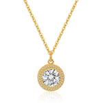 Gold Tone Round Halo Pendant Necklace — main view thumbnail
