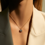 Gold Tone Round Halo Pendant Necklace — second view thumbnail
