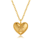 Gold Tone Inscribed Heart Pendant Necklace — main view thumbnail