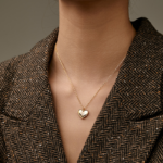 Gold Tone Inscribed Heart Pendant Necklace — second view thumbnail