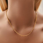 Gold Tone Fine Chain Necklace — second view thumbnail