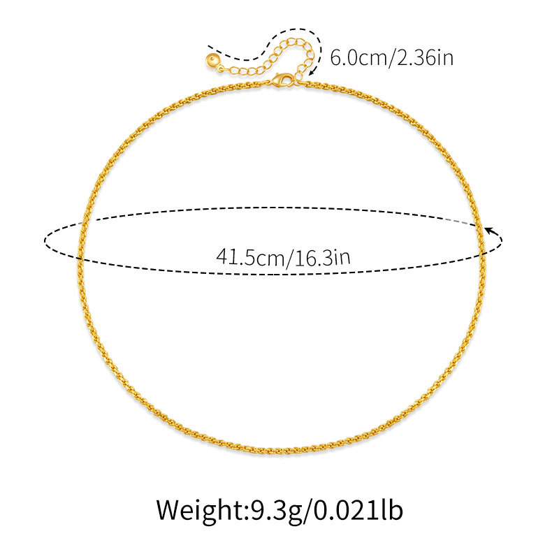 Gold Tone Fine Chain Necklace — size reference