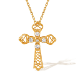 Gold Tone Openwork Cross Pendant Necklace — main view thumbnail
