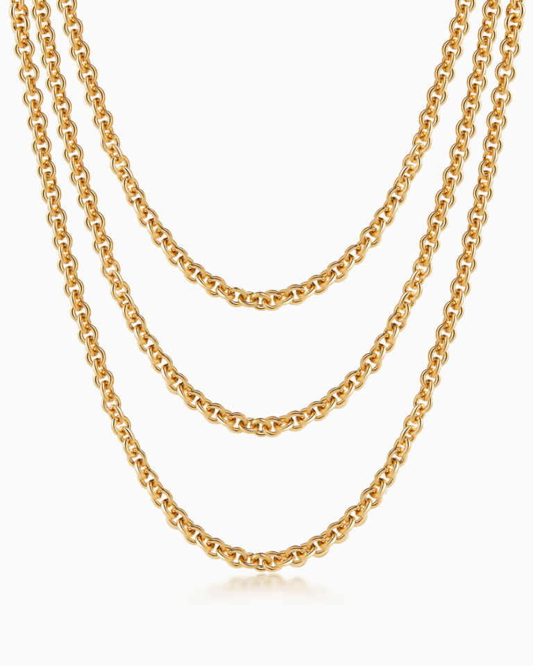 Gold Tone Three Strand Chain Necklace — product view