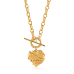 Gold Tone Textured Heart Toggle Necklace — main view thumbnail