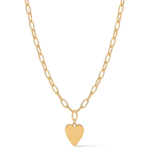 Gold Tone Smooth Heart Paperclip Chain Necklace — main view thumbnail