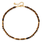 Gold Tone Brown Bead Bar Necklace — main view thumbnail