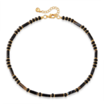 Gold Tone Black Bead Bar Necklace — main view thumbnail